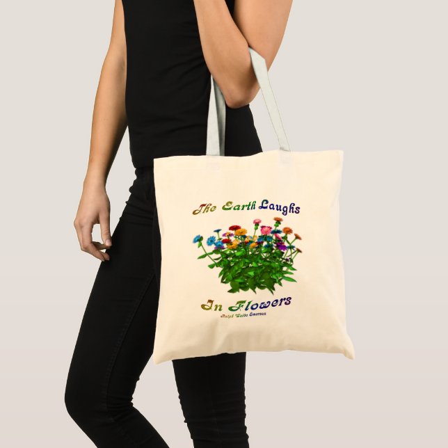 Bolsa Tote A Terra Ri Em Citação Inspiracional De Flores (Frente (produto))