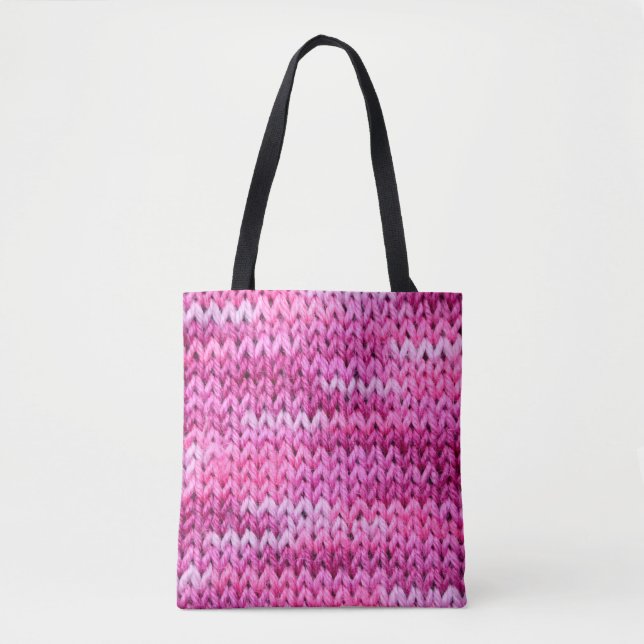 Bolsa Tote a textura do tecido de malha com palha listrada (Frente)