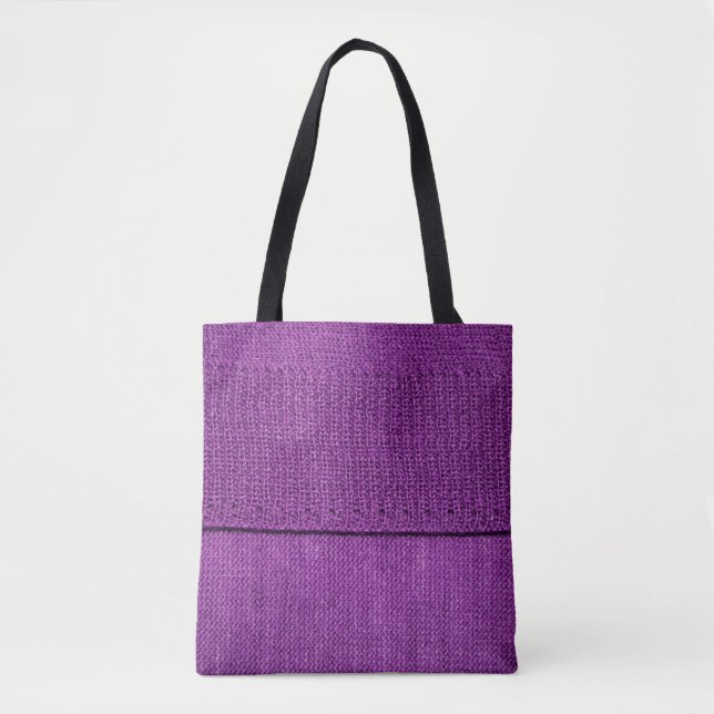 Bolsa Tote a textura do tecido de malha, um simples roxo  (Frente)