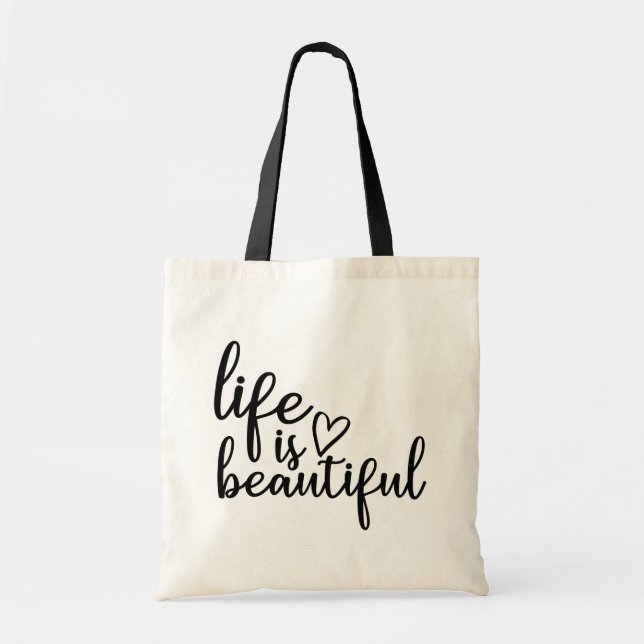 Bolsa Tote A vida é bonita // citação inspiradora (Frente)