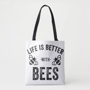Bolsa Tote A vida é melhor com abelhas melíferas frias Fan de