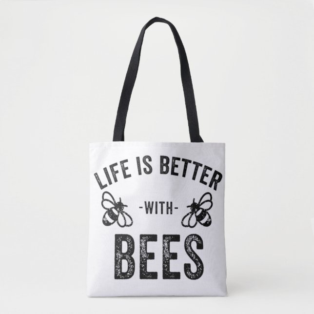 Bolsa Tote A vida é melhor com abelhas melíferas frias Fan de (Frente)