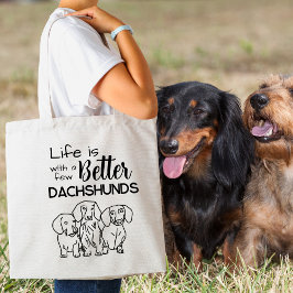 Bolsa Tote A vida é melhor com alguns rabiscos de Dachshols
