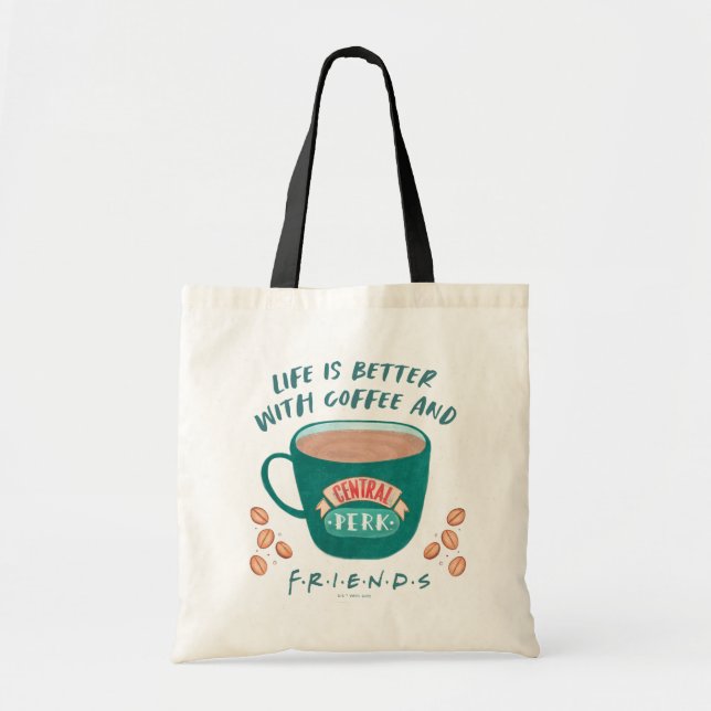 Bolsa Tote A vida é melhor com café e amigos™ (Frente)