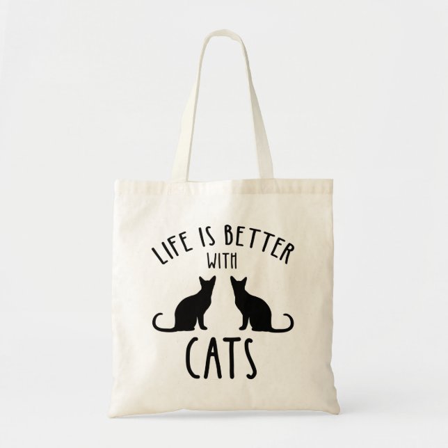 Bolsa Tote A Vida É Melhor Com Gatos (Frente)