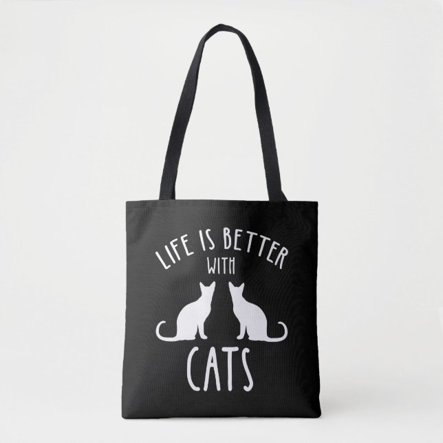 Bolsa Tote A Vida É Melhor Com Gatos (Frente)