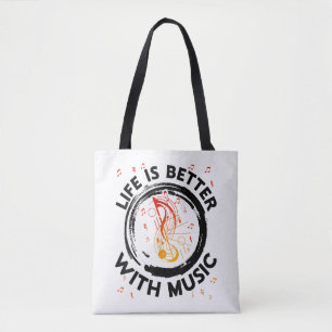 Bolsa Tote A Vida É Melhor Com Notas De Música Musical Lov
