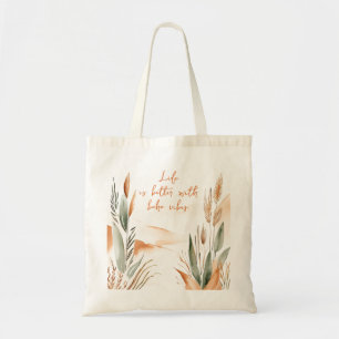 Bolsa Tote A vida é melhor com o Boho Vibes Mínimalista Tote