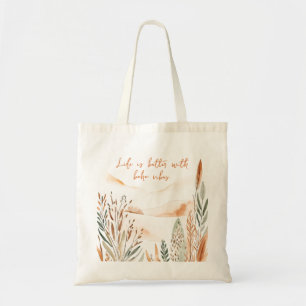 Bolsa Tote A vida é melhor com o Boho Vibes Mínimalista Tote