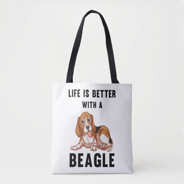 Bolsa Tote A vida é melhor com um beagle (Frente)