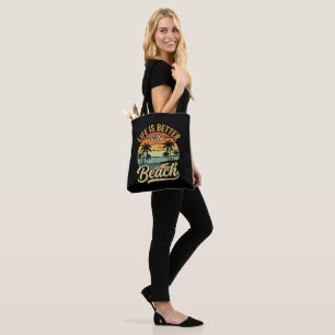 Bolsa Tote A Vida é Melhor na Praia Férias de Verão Retrô