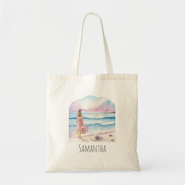 Bolsa Tote A Vida é Melhor na Praia Personalizado (Frente)