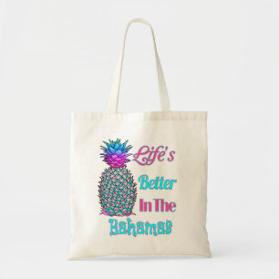 Bolsa Tote A vida é melhor nas Bahamas (abacaxi tropical)