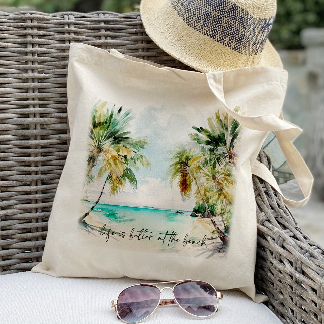 Bolsa Tote A vida é melhor nas férias de verão na praia (Criador carregado)
