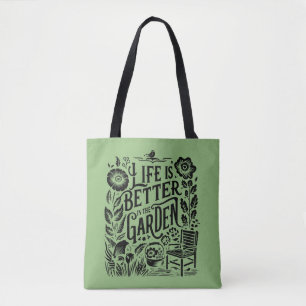 Bolsa Tote A Vida É Melhor No Jardim Verde