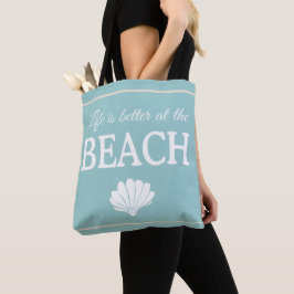 Bolsa Tote A Vida É Melhor No Shell Turquoise Da Cota Da Prai
