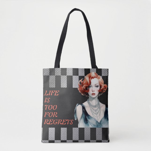 Bolsa Tote A Vida É Muito Curta E Cinza (Frente)