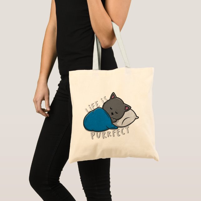 Bolsa Tote A vida é perfeita - Gato adormecido (Frente (produto))