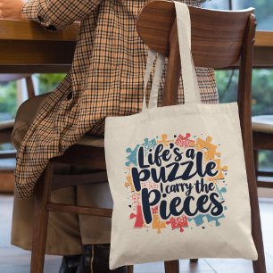Bolsa Tote A vida é um divertimento exclusivo do Quebra-cabeç