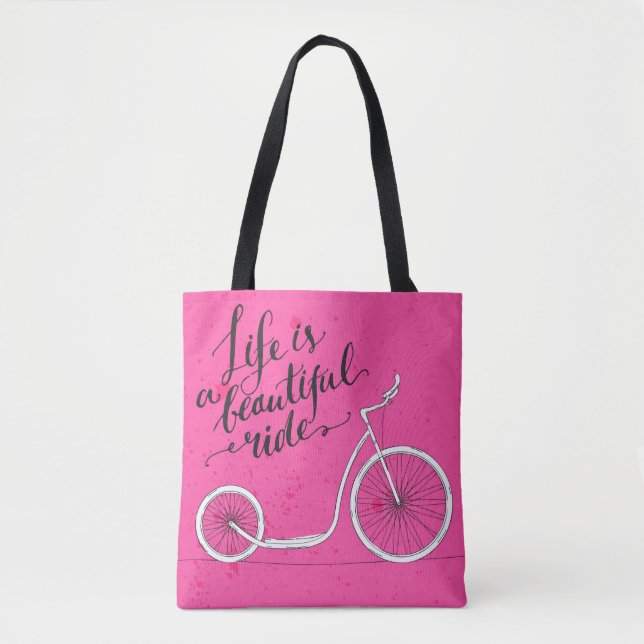 Bolsa Tote A vida é um rosa bonito do passeio (Frente)