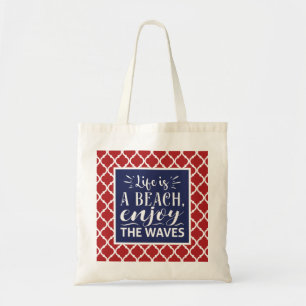 Bolsa Tote A vida é uma Praia - Praia Costeira Náutica Vermel