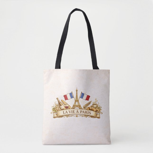 Bolsa Tote A vida em Paris (Frente)