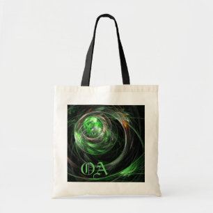Bolsa Tote À volta do mundo, a Abstrato de arte verde monogra