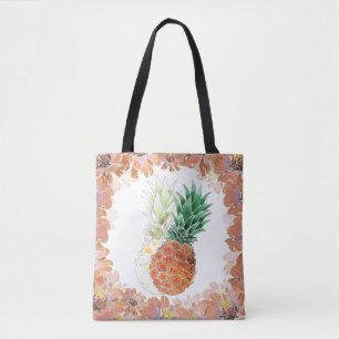 Bolsa Tote Abacaxi, aquarela.