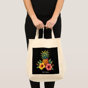 Bolsa Tote Abacaxi e Hibiscus Floral Hawaii Summer Beach