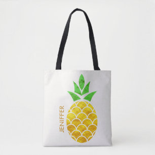 Bolsa Tote Abacaxi Geométrico de Folha de Verão Personaliza