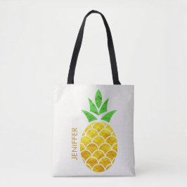 Bolsa Tote Abacaxi Geométrico de Folha de Verão Personalizada