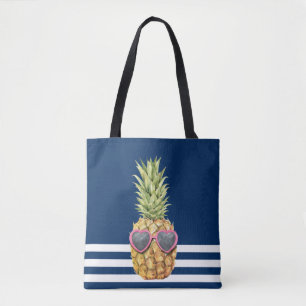 Bolsa Tote Abacaxi Legal Náutico Azul Marinho Listrado 