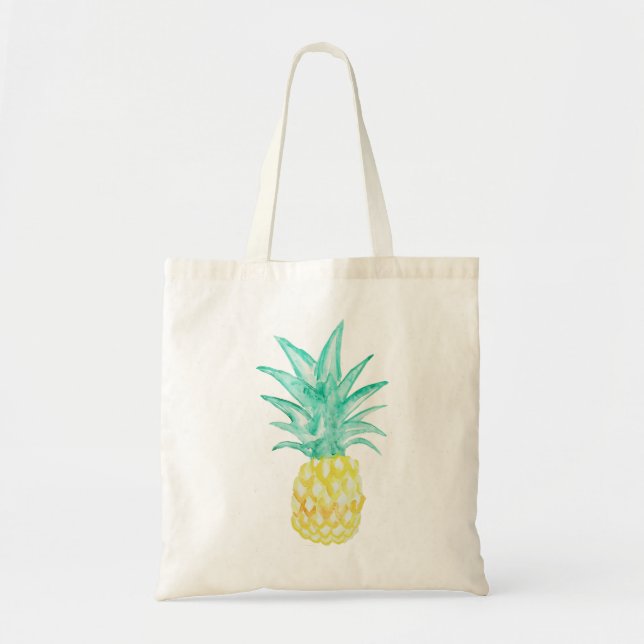 Bolsa Tote Abacaxi Pintura de Canvas Tropicais Saco (Frente)