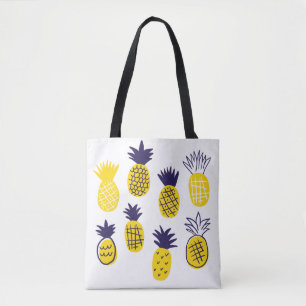 Bolsa Tote Abacaxis abstrato minimalista coloridos em banda