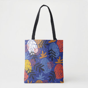 Bolsa Tote Abacaxis abstrato minimalistas coloridos e folhas