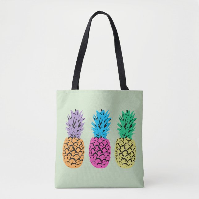 Bolsa Tote Abacaxis coloridos ilustrados (Frente)