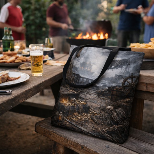 Bolsa Tote Abandoned Port — Pirate Harbor Scene Poster (Criador carregado)