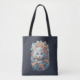 Bolsa Tote Abate de Gato Floral de Cinto Aquático