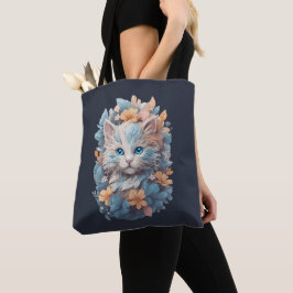 Bolsa Tote Abate de Gato Floral de Cinto Aquático