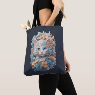 Bolsa Tote Abate de Gato Floral de Cinto Aquático