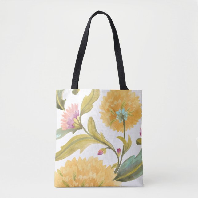 Bolsa Tote Abbey Floral Azulejos - Flores Amarelas (Frente)