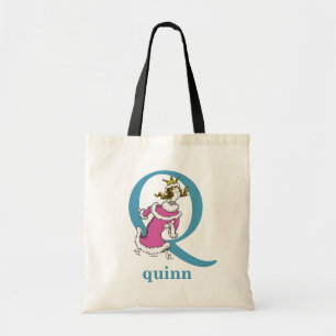 Bolsa Tote ABC do Dr. Seuss: Letra Q - Azul Adicione seu no
