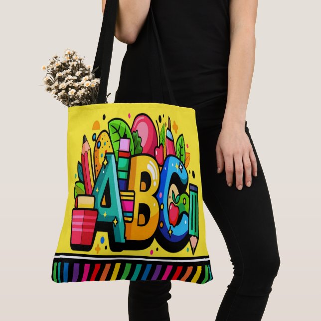 Bolsa Tote ABC OLHE PARA MIM - Ver parte traseira (Close Up)