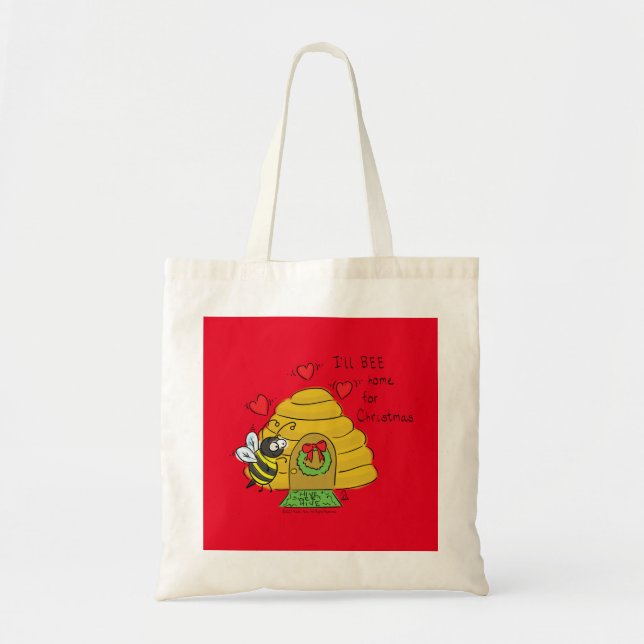 Bolsa Tote Abeille de Natal Fofa Cartoon de Férias Engraçado (Frente)