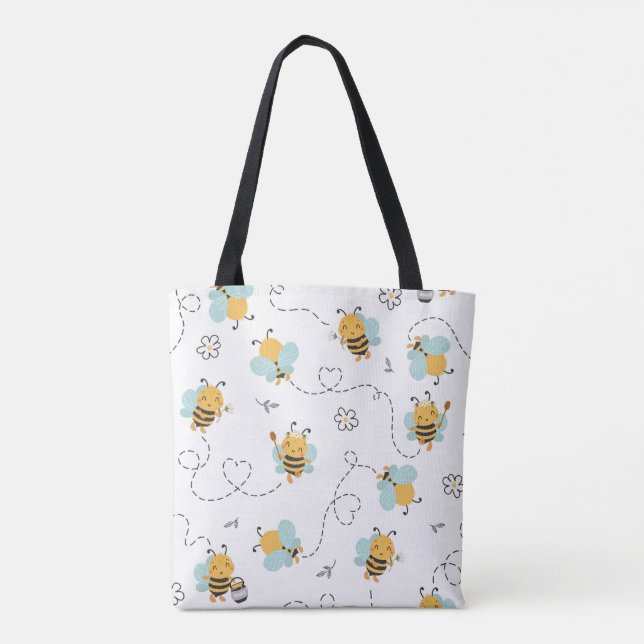 Bolsa Tote Abelha Adorável de Padrões de Abelhas - Abelha de  (Verso)