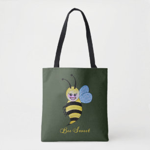 Bolsa Tote Abelha bonito da aguarela com sorriso feliz