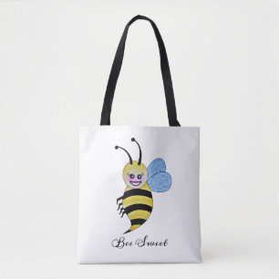 Bolsa Tote Abelha bonito da aguarela com sorriso feliz