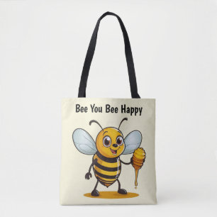 Bolsa Tote Abelha de Mel de Cartoon