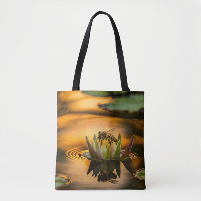Bolsa Tote Abelha de Mel na Flor (Frente)
