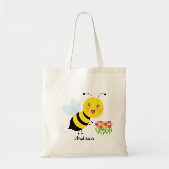Bolsa Tote Abelha no Jardim Tulip (Frente)